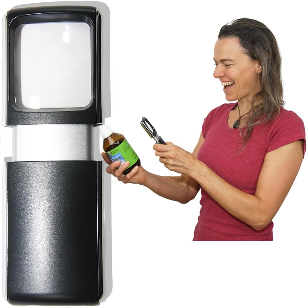 Small-Magnifying-Glass with LED-Light 3X Lighted-Pocket EasY Magnifier -Hand Held Lighted Magnify Glasses for Close Work Reading Books Pill Bottles