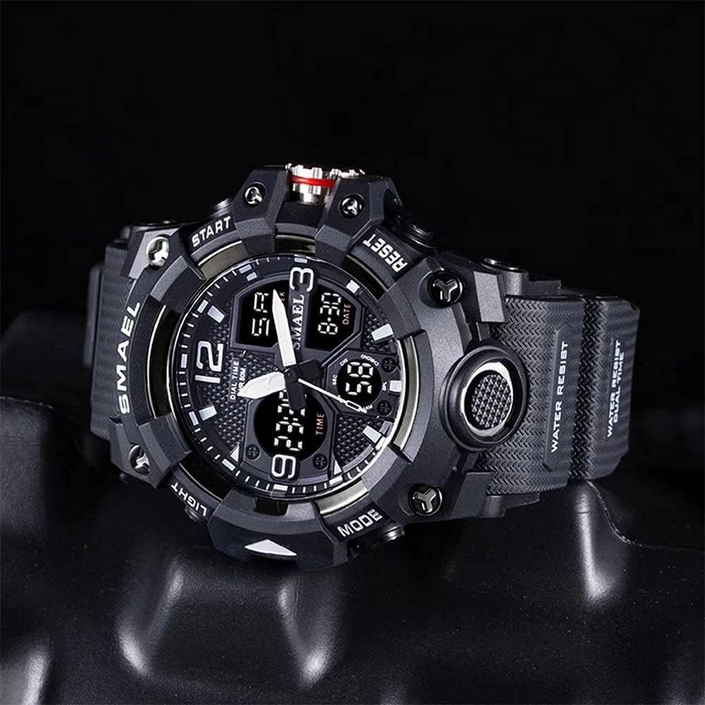 Gosasa Men's Large Face Outdoor Sports Watches Military S-Shock Watch Waterproof, Backlight, Alarm, Stopwatch Features - Rugged Wristwatch for Training, Hiking, and Adventure