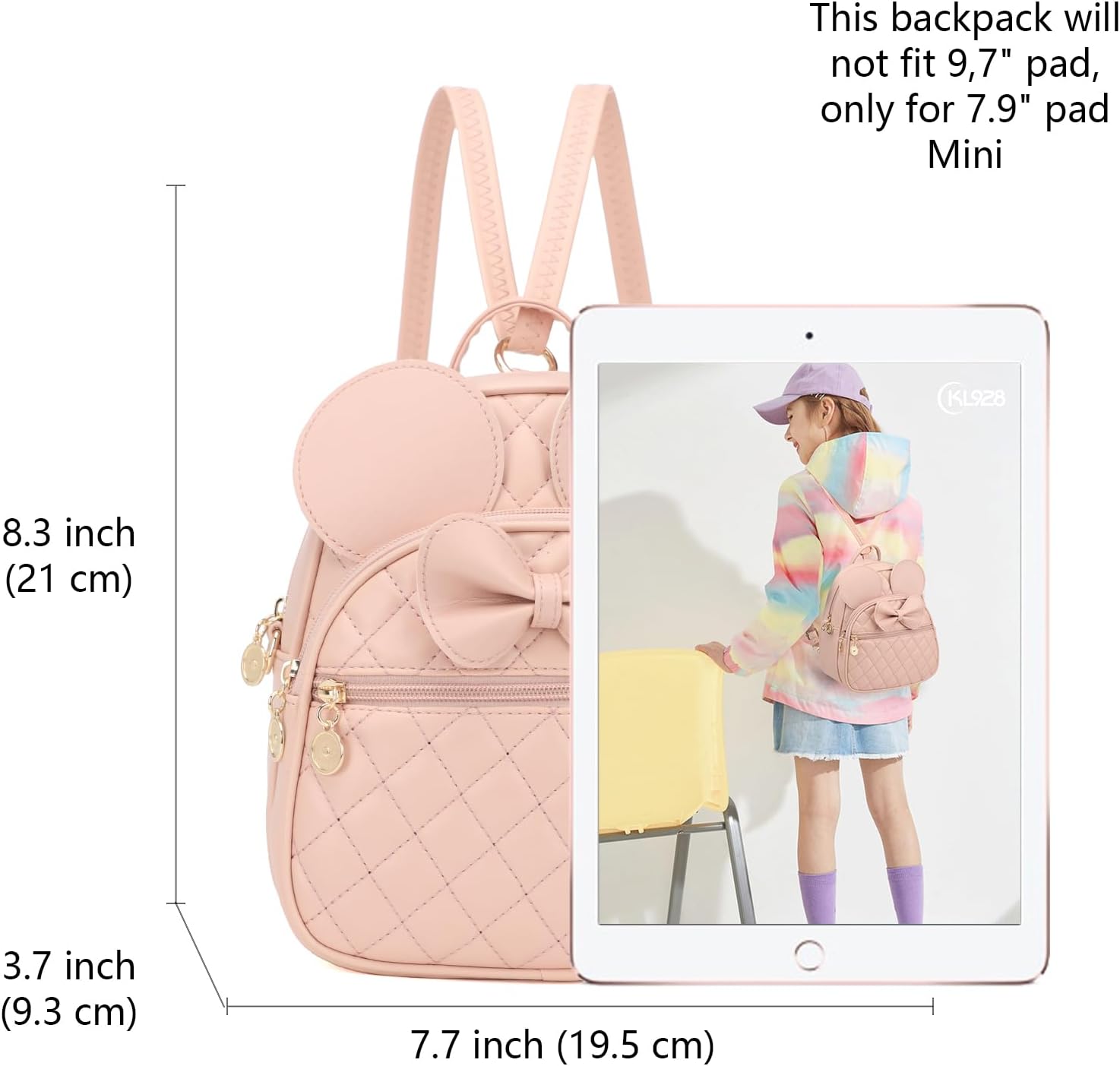 KL928 Girls Mini Backpack Bowknot Polka Dot Cute Small Daypacks Convertible Shoulder Bag Purse for Women
