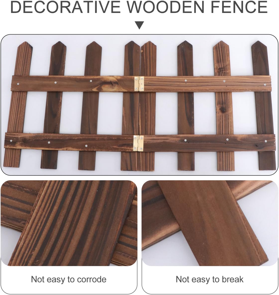 DOITOOL White Picket Fence Garden Border, Wood Decorative Garden Fence Animal Barrier Landscape Fencing Border for Dogs, Flower Bed