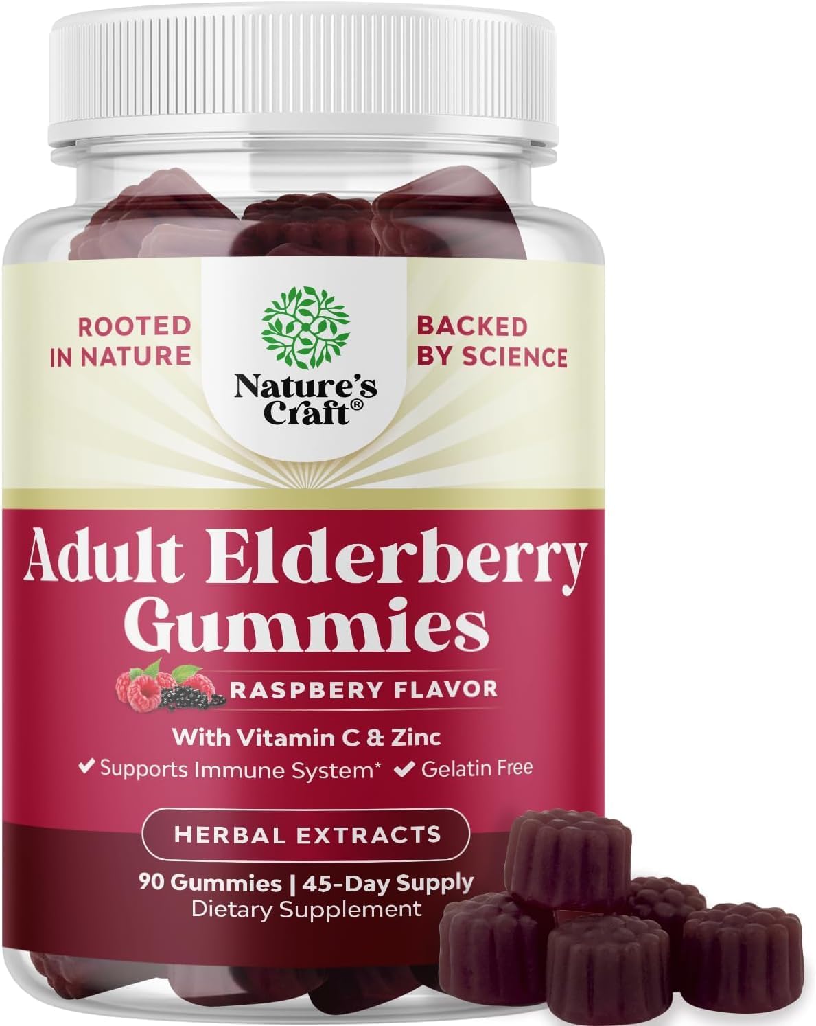 Elderberry Vitamin C and Zinc Gummies - Advanced Immune Booster Sambucus Elderberry Gummies for Adults - Super Antioxidants Supplement Immunity