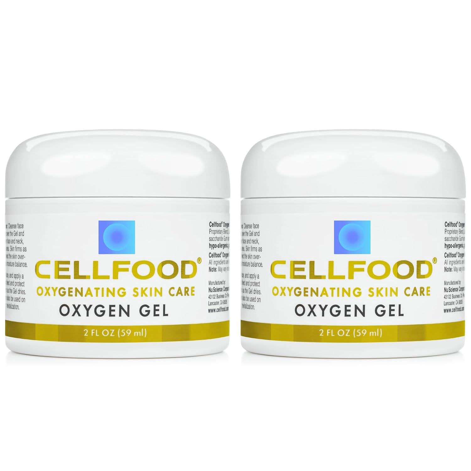 Cellfood Oxygen Gel, 2 fl oz - Nutrient Rich - Provides Moisture & Protection, Decreases Appearance of Fine Lines - Aloe Vera, Lavender Blossom Extract, Cellfood & Glycerine - Hypoallergenic, Non-GMO