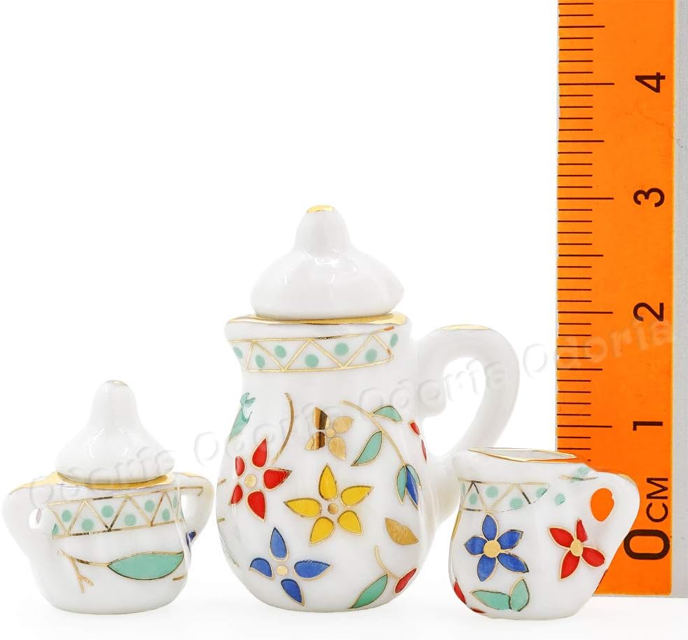 Odoria 1/12 Miniature Porcelain Tea Set 15Pcs Dollhouse Decoration Accessories, Grapes