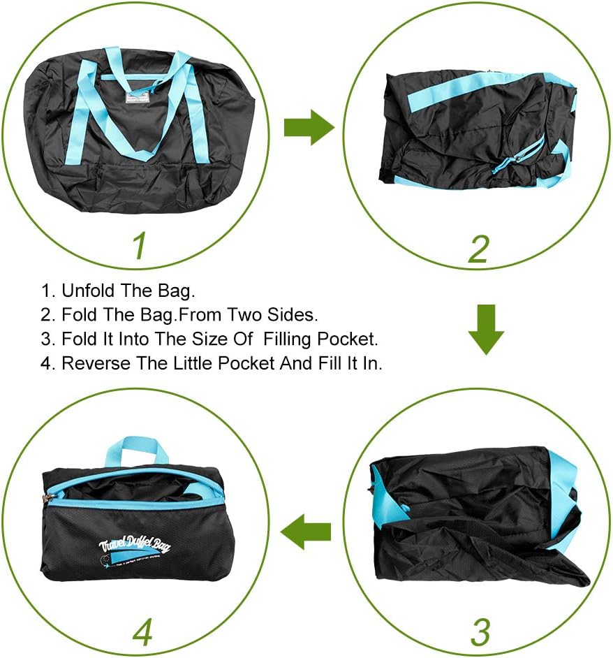 Foldable Duffel Bag, 46L Lightweight Travel Luggage Collapsible Backup Bag Sports Vacation