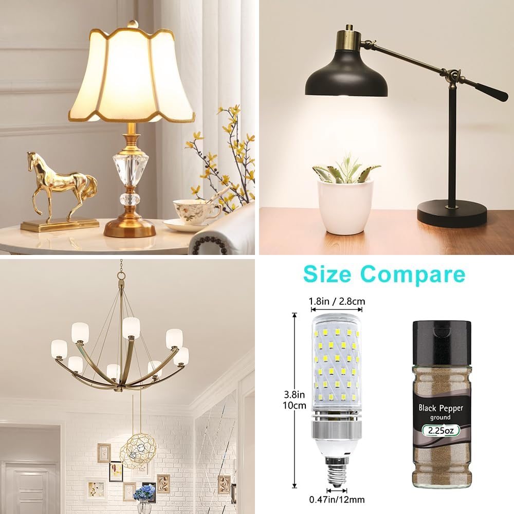LEDLightsWorld Super Bright E12 LED Corn Bulbs, 16W 1500LM Bulbs, Daylight White 6000K Lights, CRI80+, 120W Incandescent Bulb Equivalent
