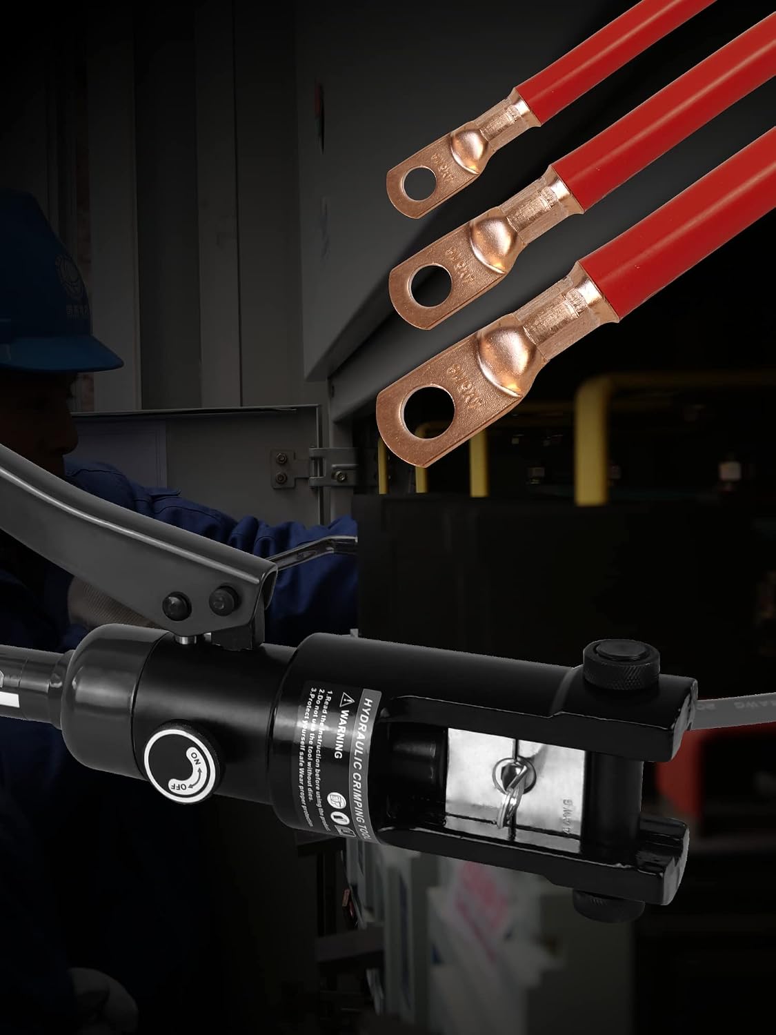 Portable Hydraulic Crimping Tool Range 8 AWG to 4/0 AWG for Cable lugs Quick Hydraulic Pliers with 9 Pairs Crimping Dies
