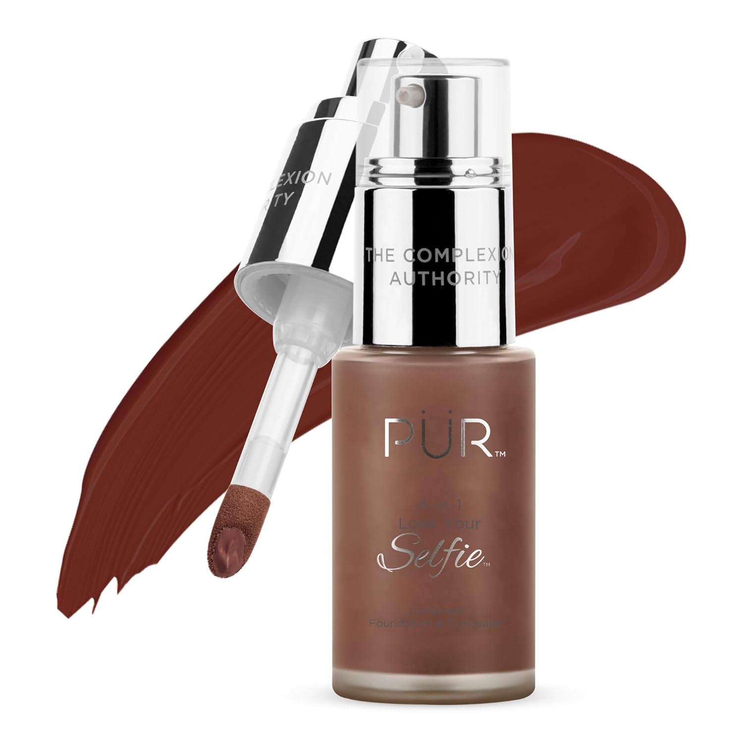 PÜR MINERALS 4-in-1 Love Your Selfie Foundation & Concealer - Longwear Medium-to-Full Coverage Liquid Makeup Foundation with Hydrating Blend for Refined-Looking, Natural Beauty Glow & Skin Texture