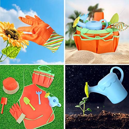 Kids Garden Tools Set with Sun Hat,Gloves,Apron,Storage Bag,Watering can,2pcs of Pots and 3pcs of Tools for Realing Gardening or Sand Outdoor Play