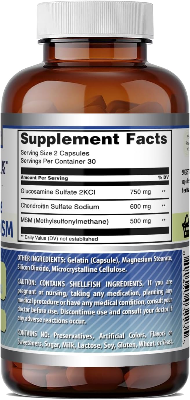 Amazing Formulas Glucosamine Chondroitin & MSM Supplement | 1850 Mg per Serving | 240 Capsules | Non-GMO | Gluten-Free | Made in USA