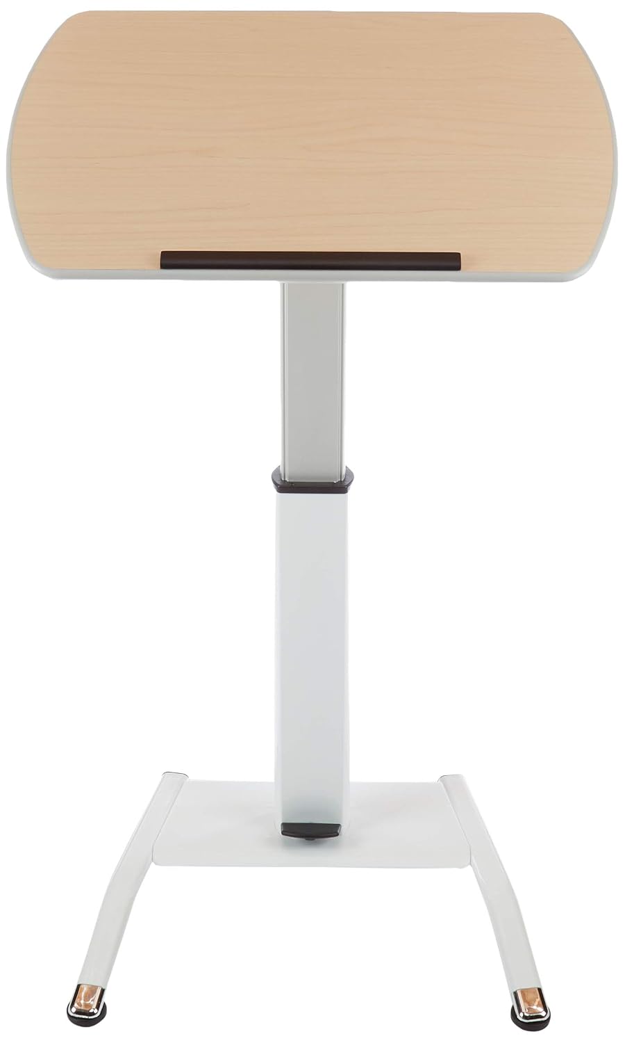 Luxor LX-PNADJ-LW Pneumatic Adjustable-Height Lectern/Mobile Standing Desk - Light Wood