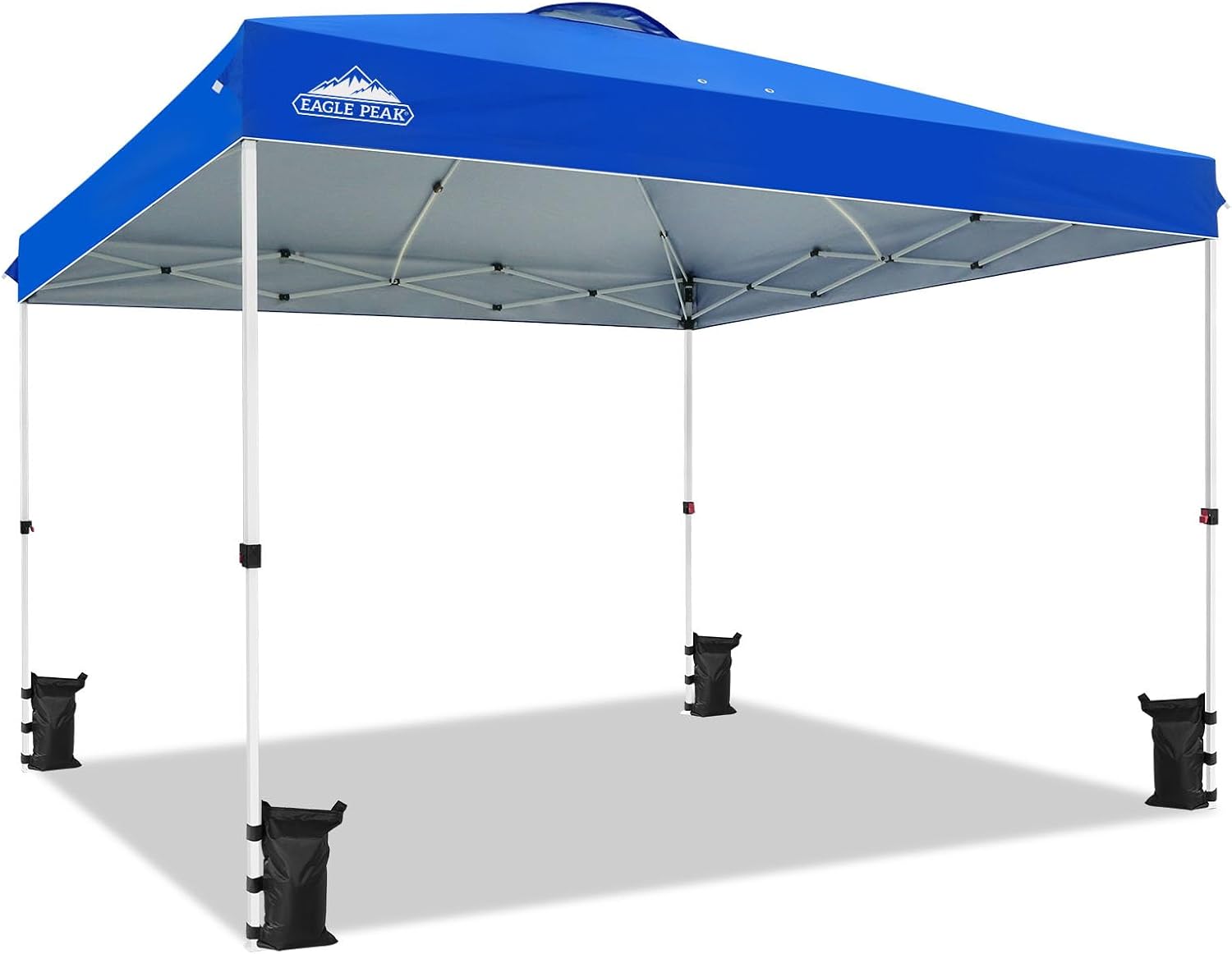 EAGLE PEAK 10x10 Pop Up Canopy Tent Easy Up Canopy Outdoor, White | Patented PeakPush™ Center Lock, 1 Person Setup Portable Pop Up Tent, Beach, Markets, Camping Sport Events, Wheeled Carry Bag