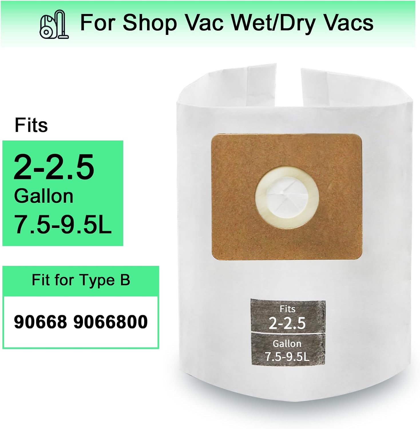 5 PCS Shop Vac Bags 5-8 Gallon Type E/H 90661 90671 Vac Bags by ALYYDBG