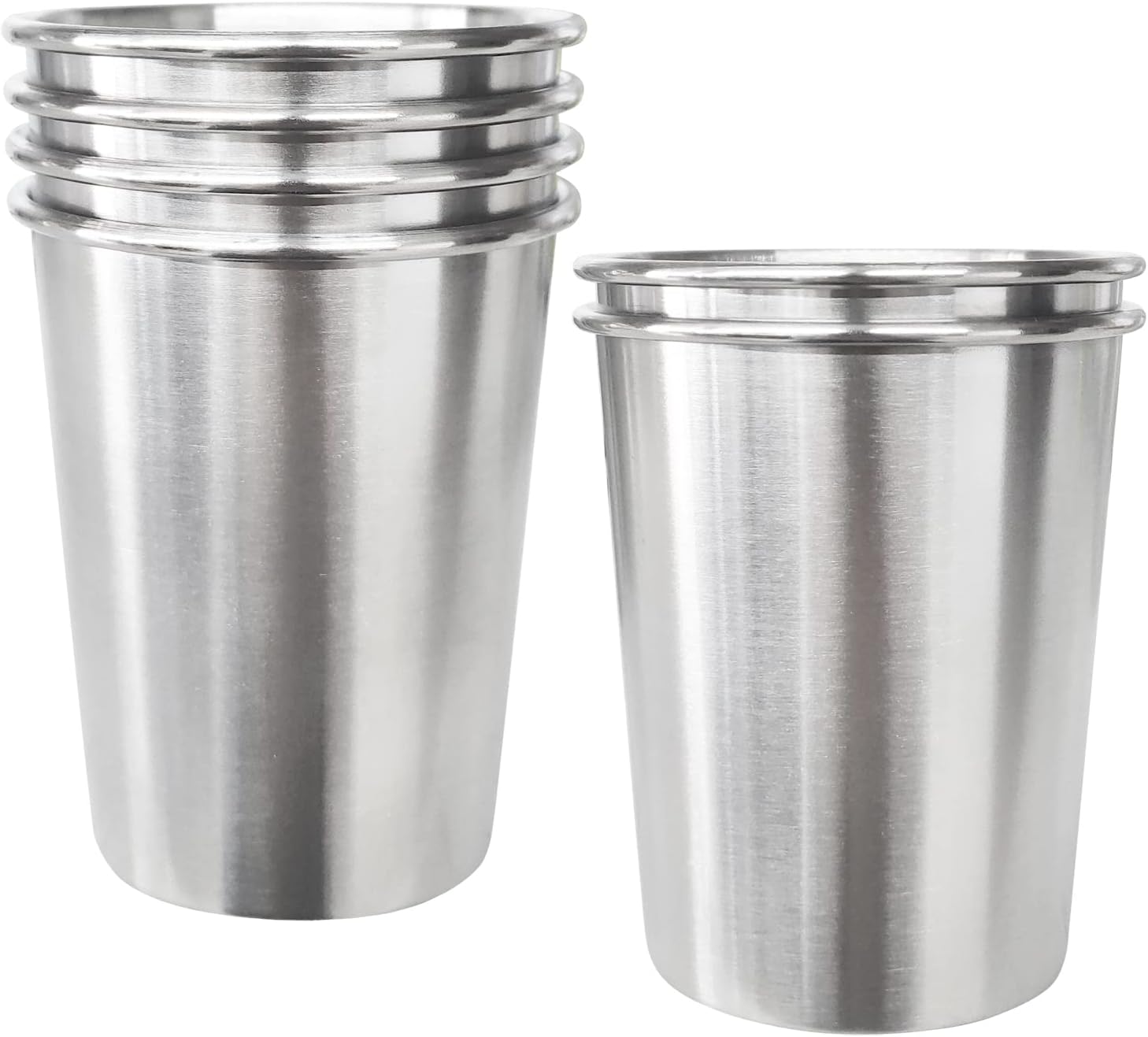 6 Pack 8 oz Stainless Steel Kids Cups, Children's Pint Cups, Stackable Metal Cups, Shatterproof Drinking Glasses