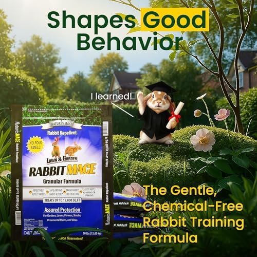 Nature's MACE Rabbit Mace Rabbit Repellent 3 lb Granules | Gardens, Lawns, Farms & Landscapes, Treats 1,350 sq ft, Granular Deterrent, All-Season Use, Safe for Pets, Children, Plants.