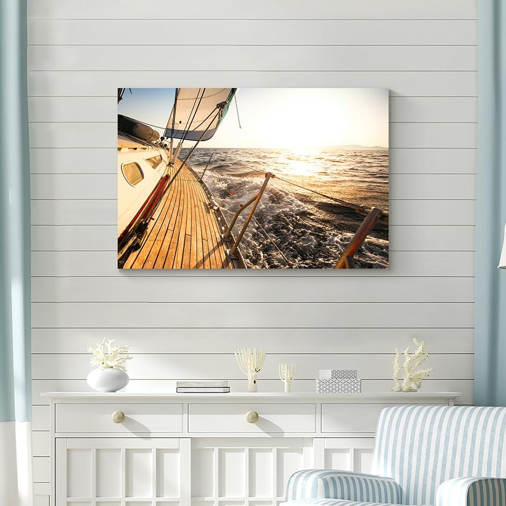 Hardy Gallery Ocean Wave Canvas Wall Art Coastal Decor 16x11 Inch