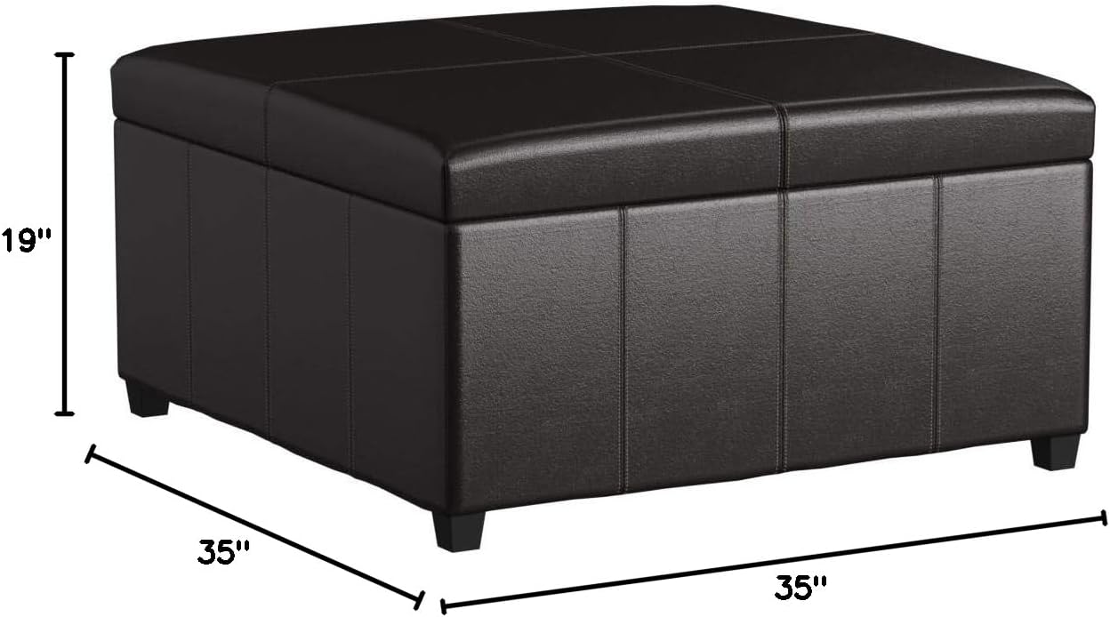 Christopher Knight Home Living Berkeley Brown Leather Square Storage Ottoman, Espresso