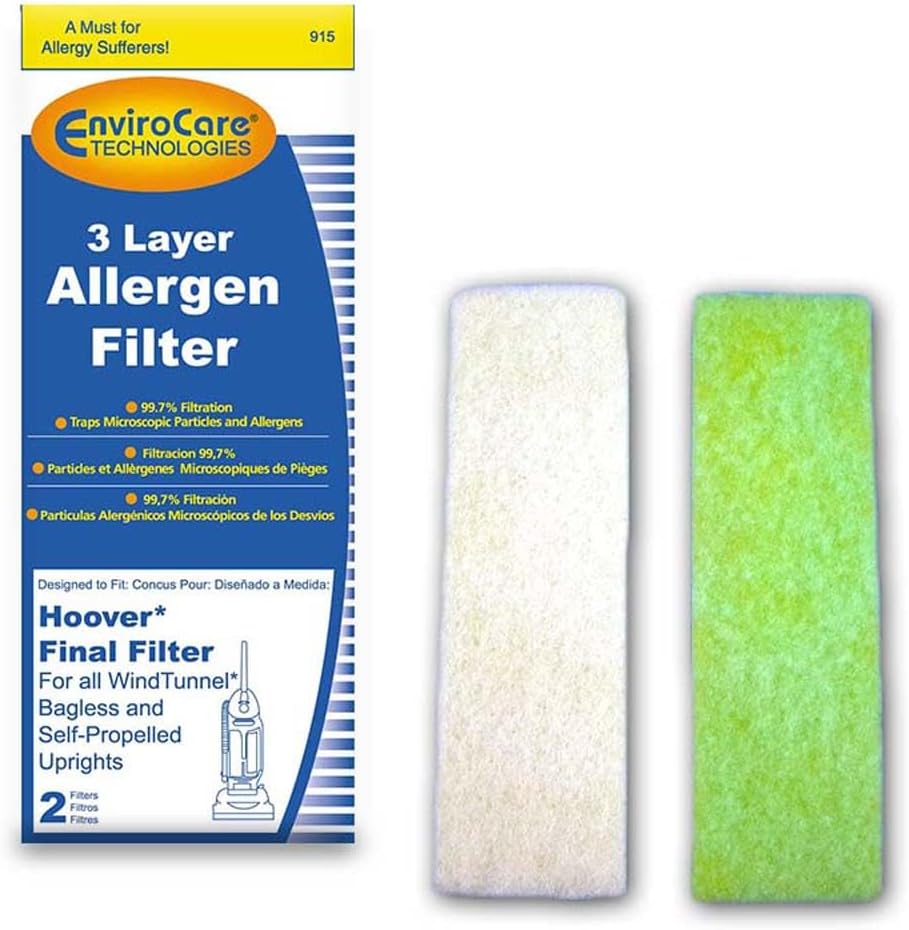 EnviroCare Premium Replacement 3 layer Final Vacuum Cleaner Filters made to fit Hoover WindTunnel Self Propelled, Bagless, Upright, Widepath, Empower