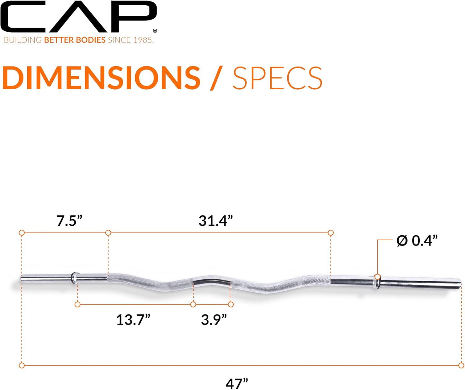Cap Barbell 47-Inch Standard Solid E-Z Curl Bar