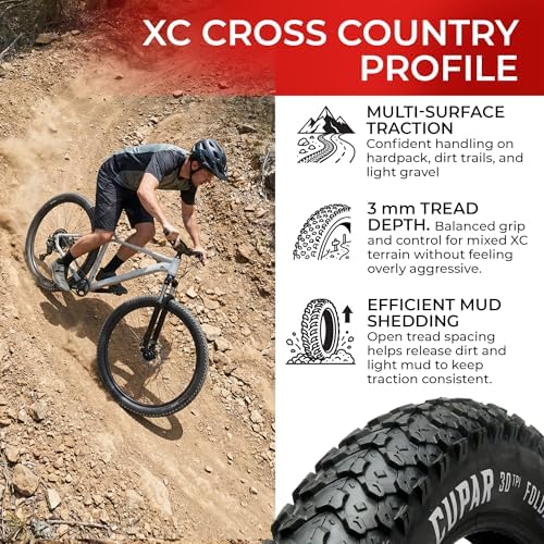Pair 26 x 2.125 Mountain Bicycle Tires - Foldable 57-559, 30 TPI 26 inch | Folding 26 inch Bicycle Tyres, Accessories for MTB, Mountain