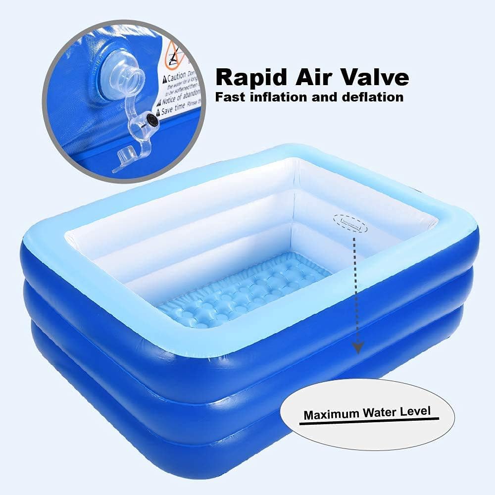 Inflatable Swimming Pool for Kids, 59" X 45" X 20" Kiddie Pools with Inflatable Soft Floor, Durable Blow Up Pools for Backyard