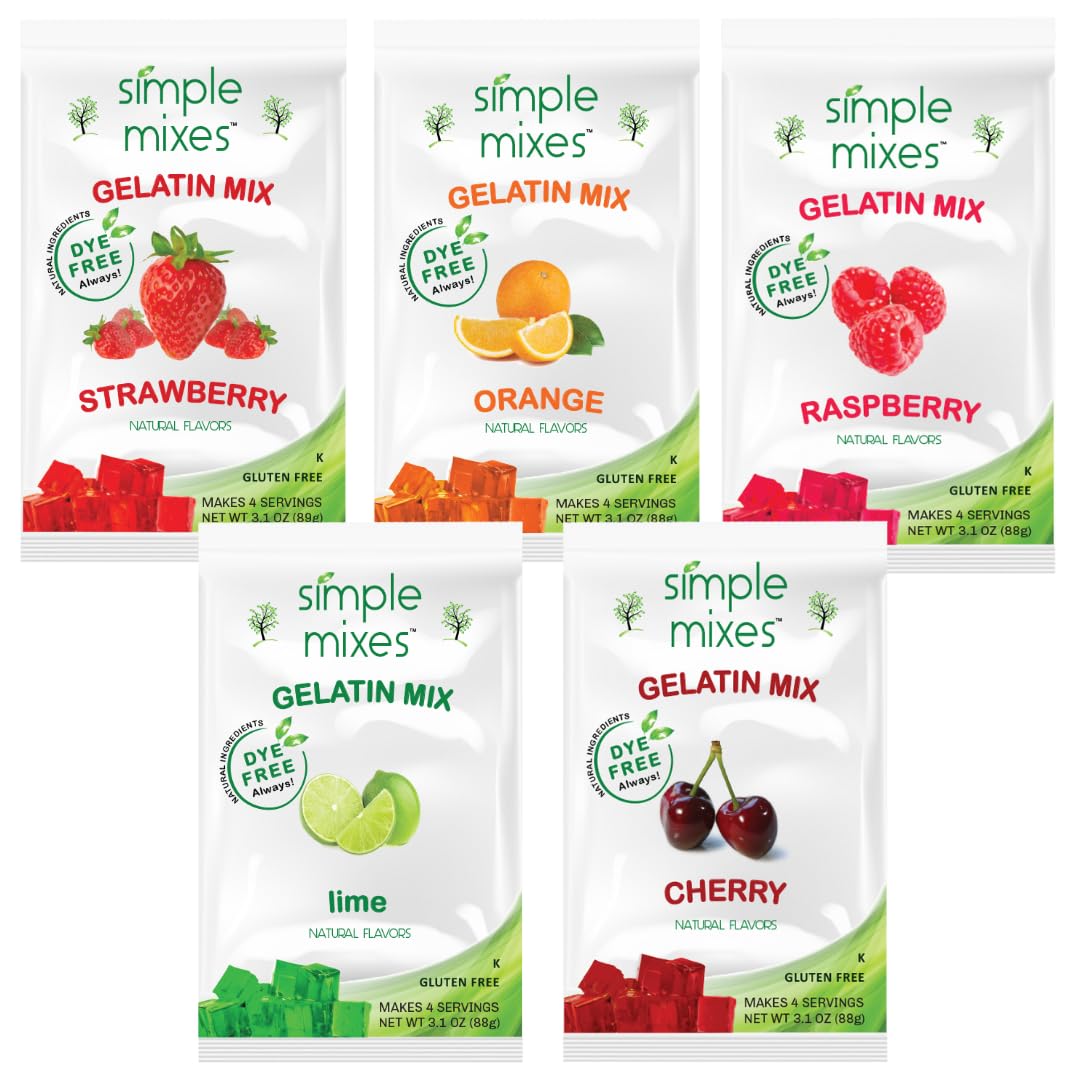 Simple Mixes Natural Gelatin Dessert, Lime, Kosher, 6 Pack of 3.1 oz each