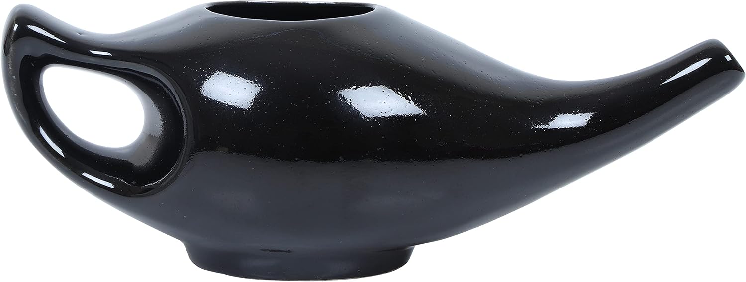 Leak Proof Durable Porcelain Ceramic Neti Pot Hold 230 Ml Water Comfortable Grip | Microwave and Dishwasher safe eco Friendly Natural Treatment for