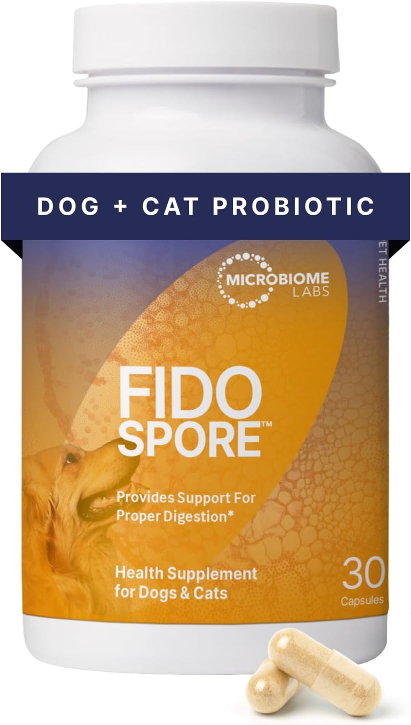 Microbiome Labs Fidospore - Dog Probiotics for Digestive Health & Immune Support - Spore-Forming Pet Probiotics for Dogs & Cats Gut Health