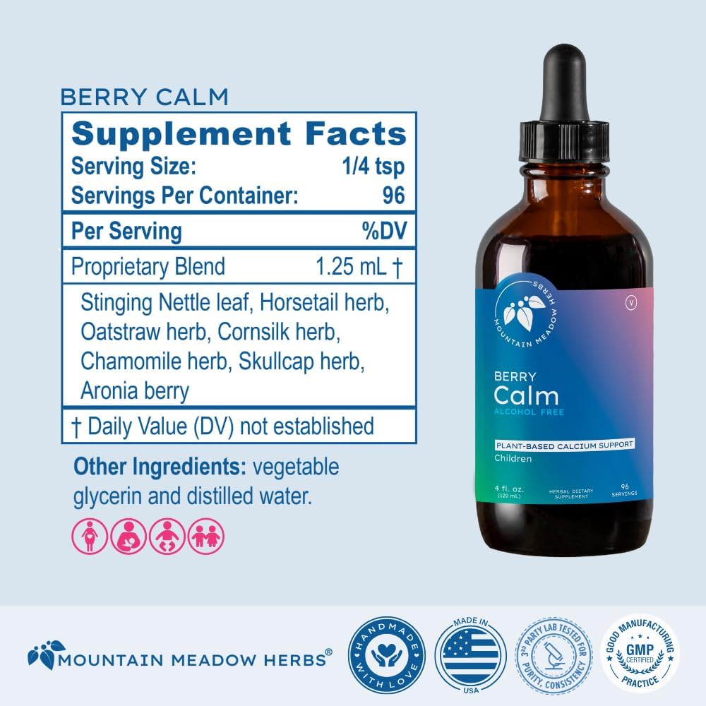 Mountain Meadow Herbs Herbal Calcium – Vegan Liquid Calcium Supplement for Bone & Teeth Support, High Absorption Plant-Based Formula for Adults & Kids - 2 oz