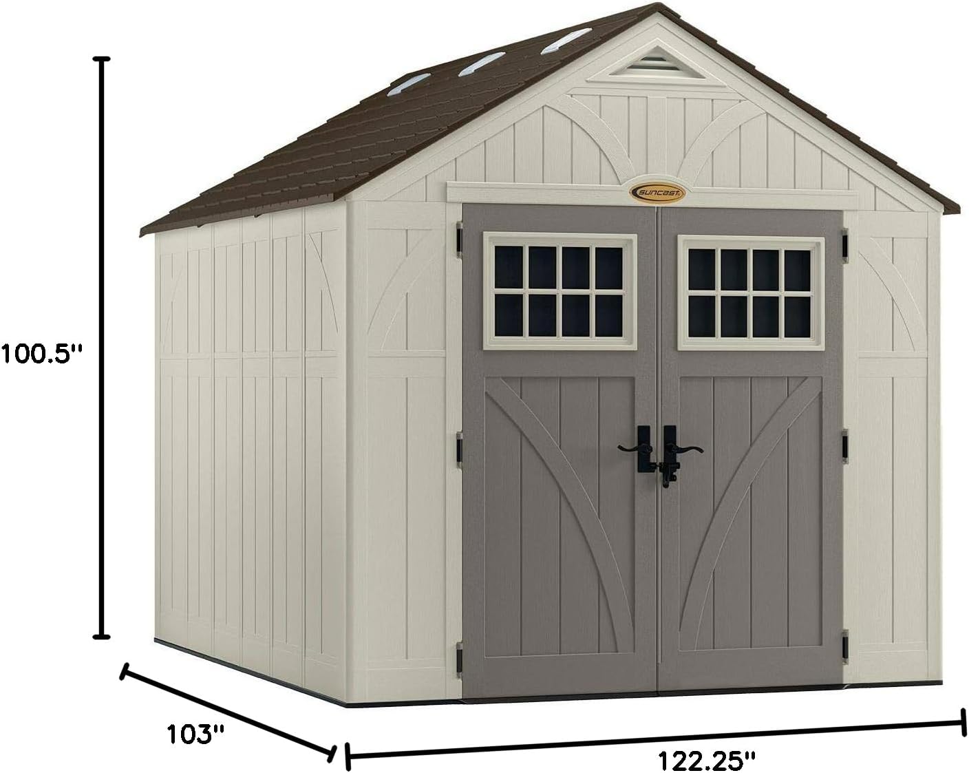 Suncast 8x10 Ft. Outdoor Storage Shed - Large Resin Outdoor Shed with Floor Included