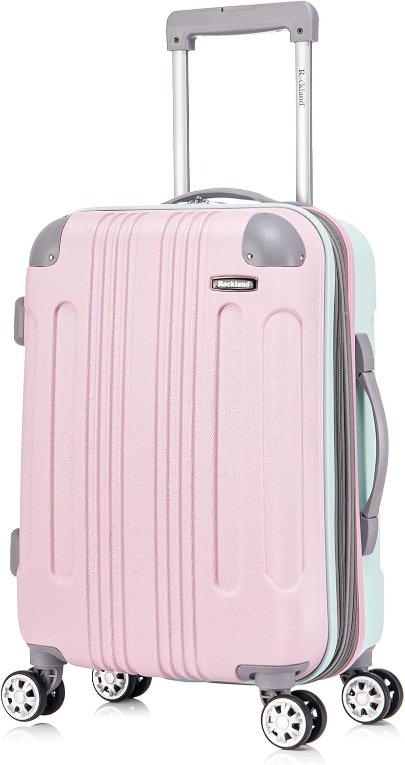 Rockland London Hardside Spinner Wheel Luggage, White, 3-Piece Set (20/24/28)