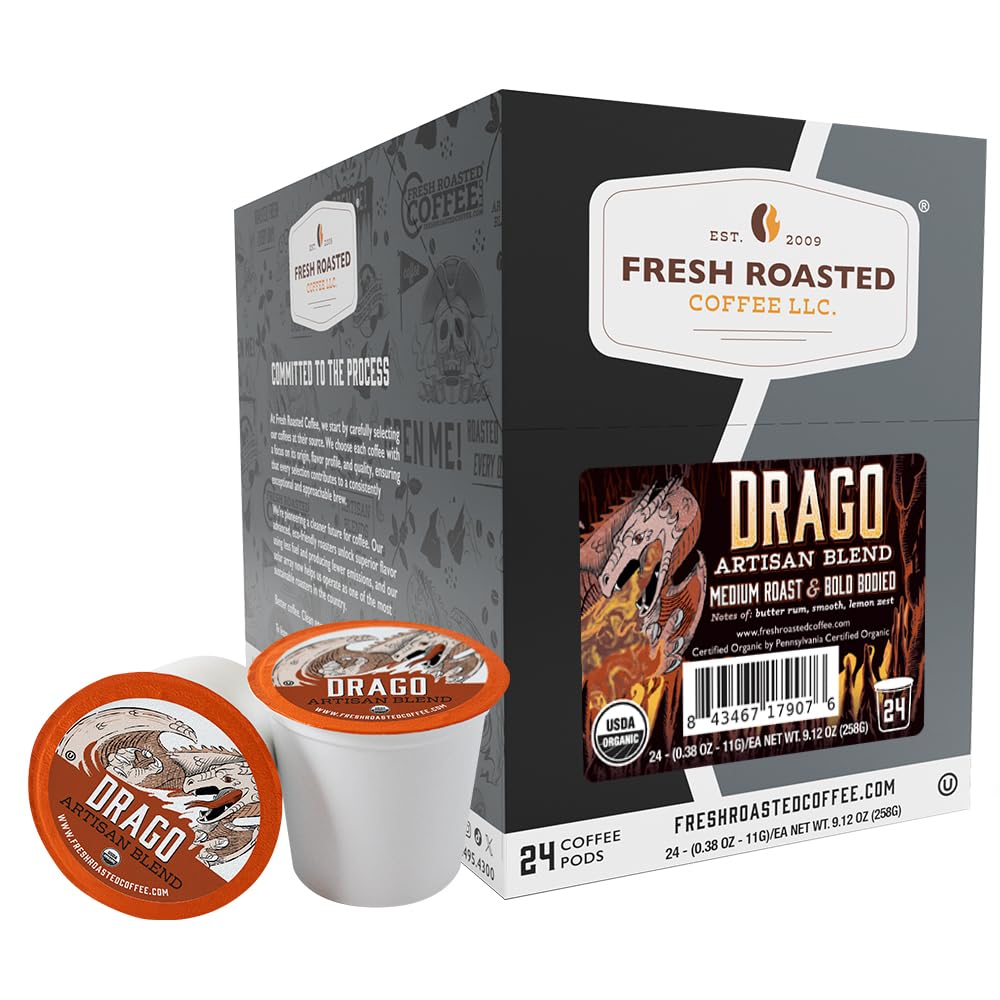 Fresh Roasted Coffee, Organic Colombian K-Cup Pods for Keurig Brewers, Medium Roast, USDA Organic, Kosher, 24 Count (Pack of 3)