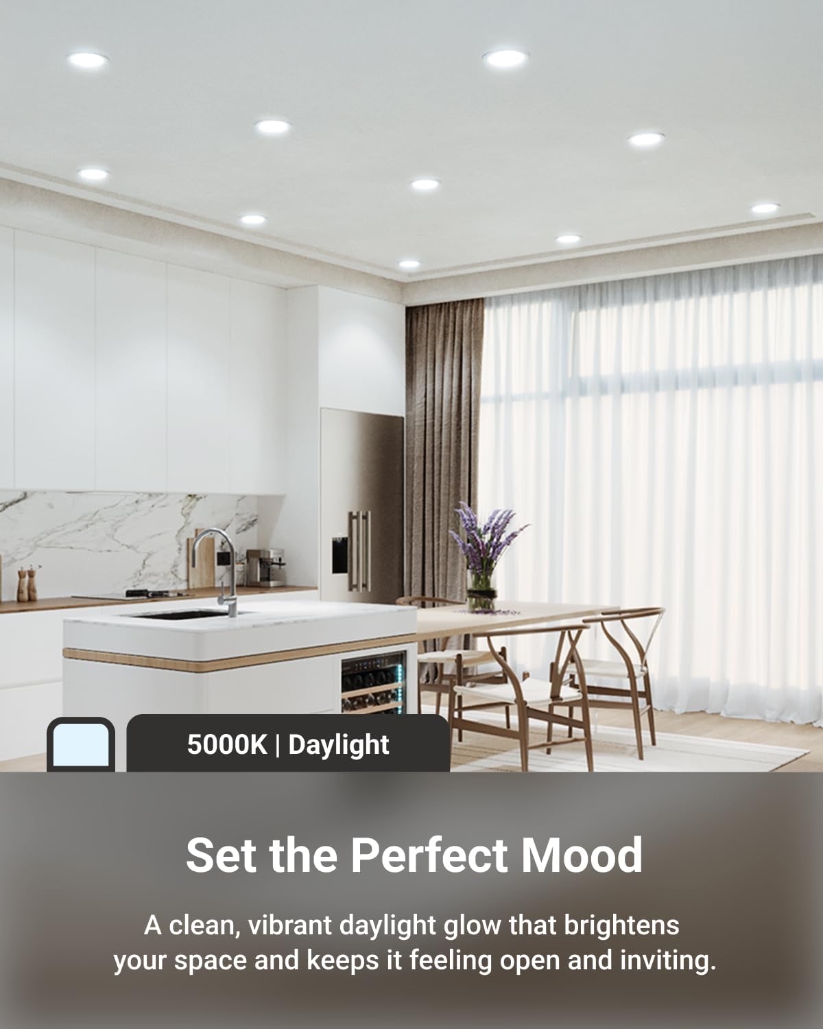 Sunco 4 Pack 6 Inch Canless LED Ultra-Slim Recessed Light, 5CCT, 14W=100W