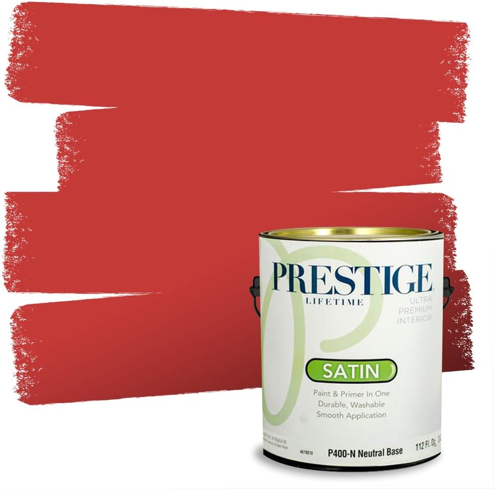 PRESTIGE Paints Exterior Paint and Primer In One, 1-Gallon, Satin, Comparable Match of Sherwin Williams* Real Red*