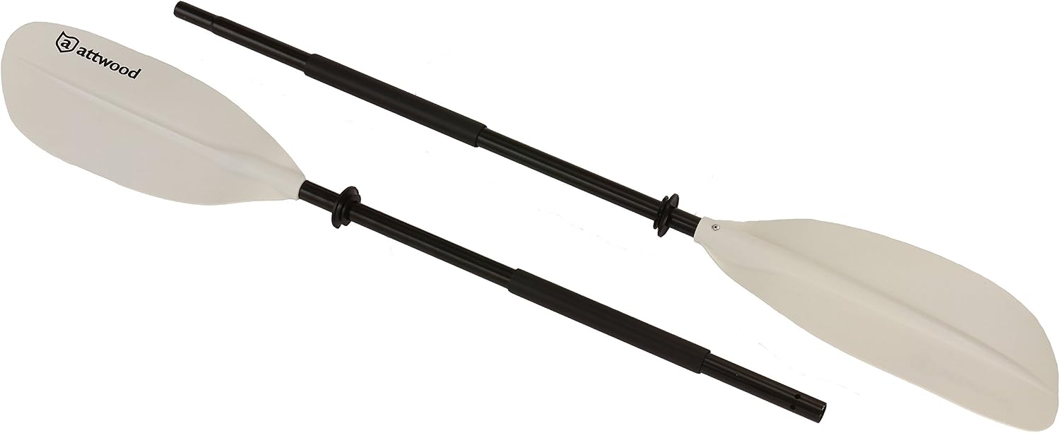 Attwood Kayak Paddle, Asymmetrical, 2-Piece, Heavy-Duty Aluminum with Comfort Grips, 7 Feet