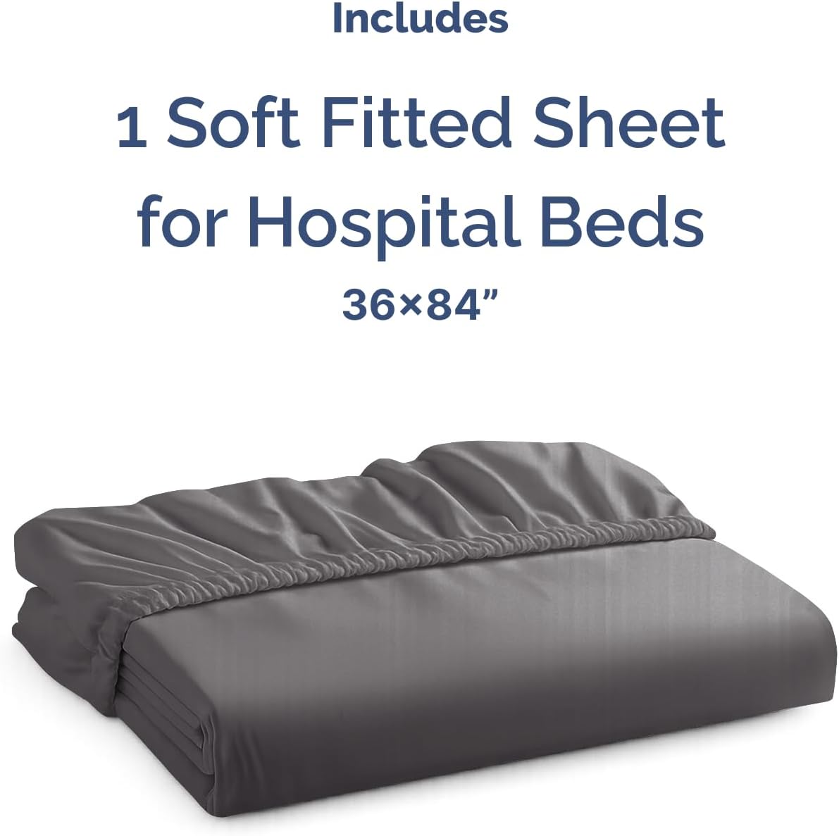 Fitted Hospital Bed Sheet - Hospital Bed Sheets for Home Use - Dark Grey | Ultra-Soft Brushed Microfiber Bedding with 16 Inch Deep Pockets, Extra Long 36 x 84 Fit, Breathable, Cooling and Wrinkle Free