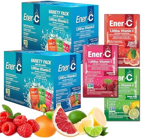 Ener-C Multivitamin Drink Mix, Healthy Energy - Variety Pack, 60 Count | Vitamin Packets for Water, Electrolytes Powder Packets, Vitamin Drink Mix