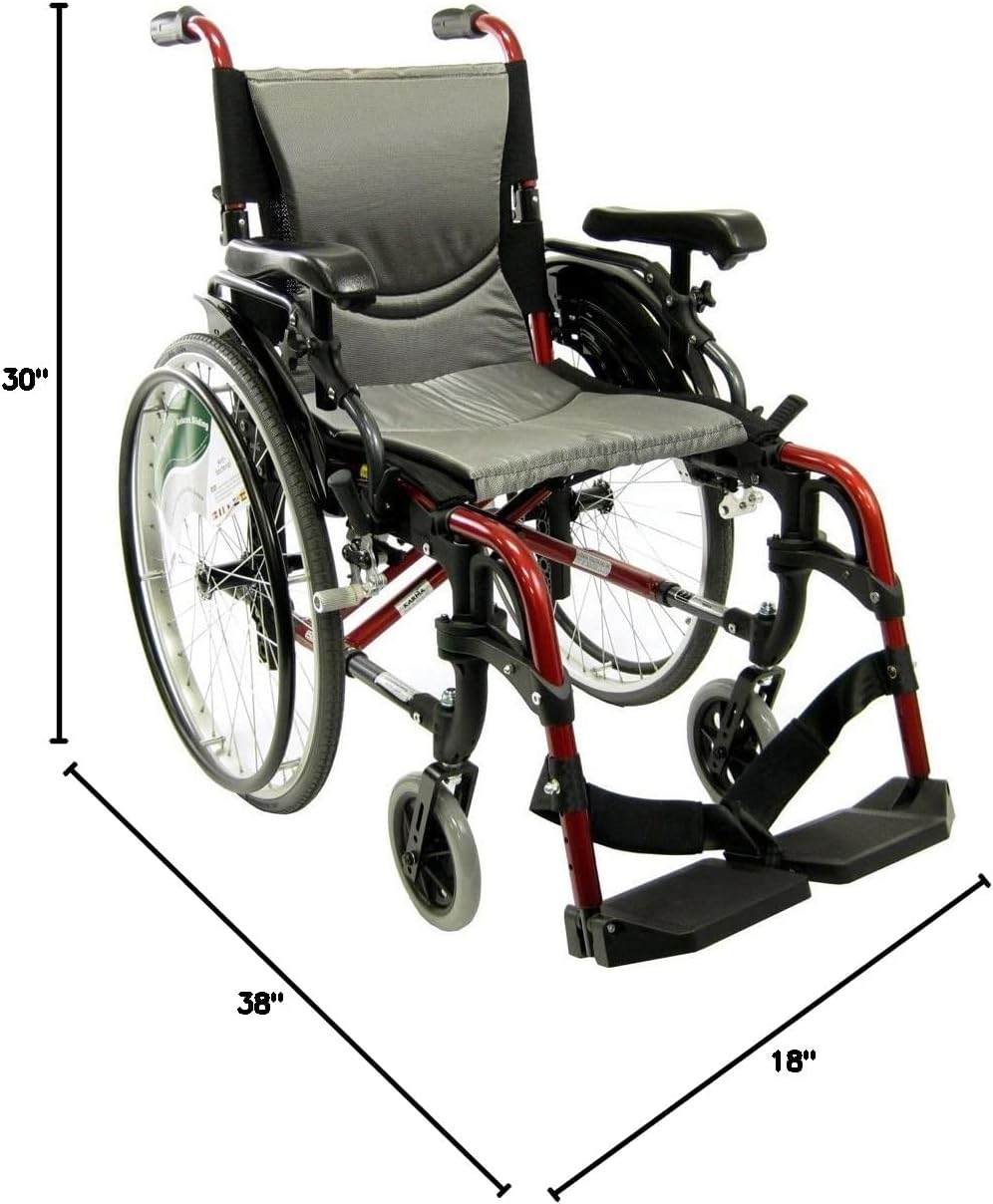 Karman 29 pounds S-305 Ergonomic Wheelchair 18" Pearl Silver
