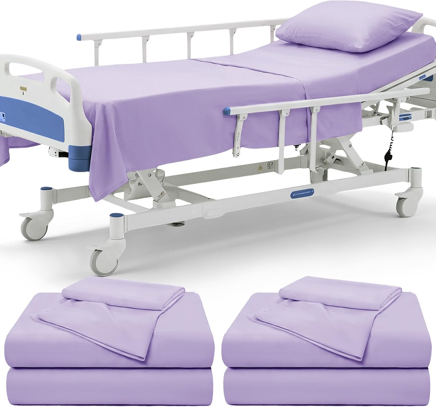 P Pothuiny 6 Piece Hospital Bed Sheet Set, White Brushed Microfiber | Soft Bed Sheets for Home/ Nursing/ Hospital Care Bed , 2 Deep Pocket Fitted Sheet 36"x80"+12", 2 Flat Sheet, 2 Pillowcases