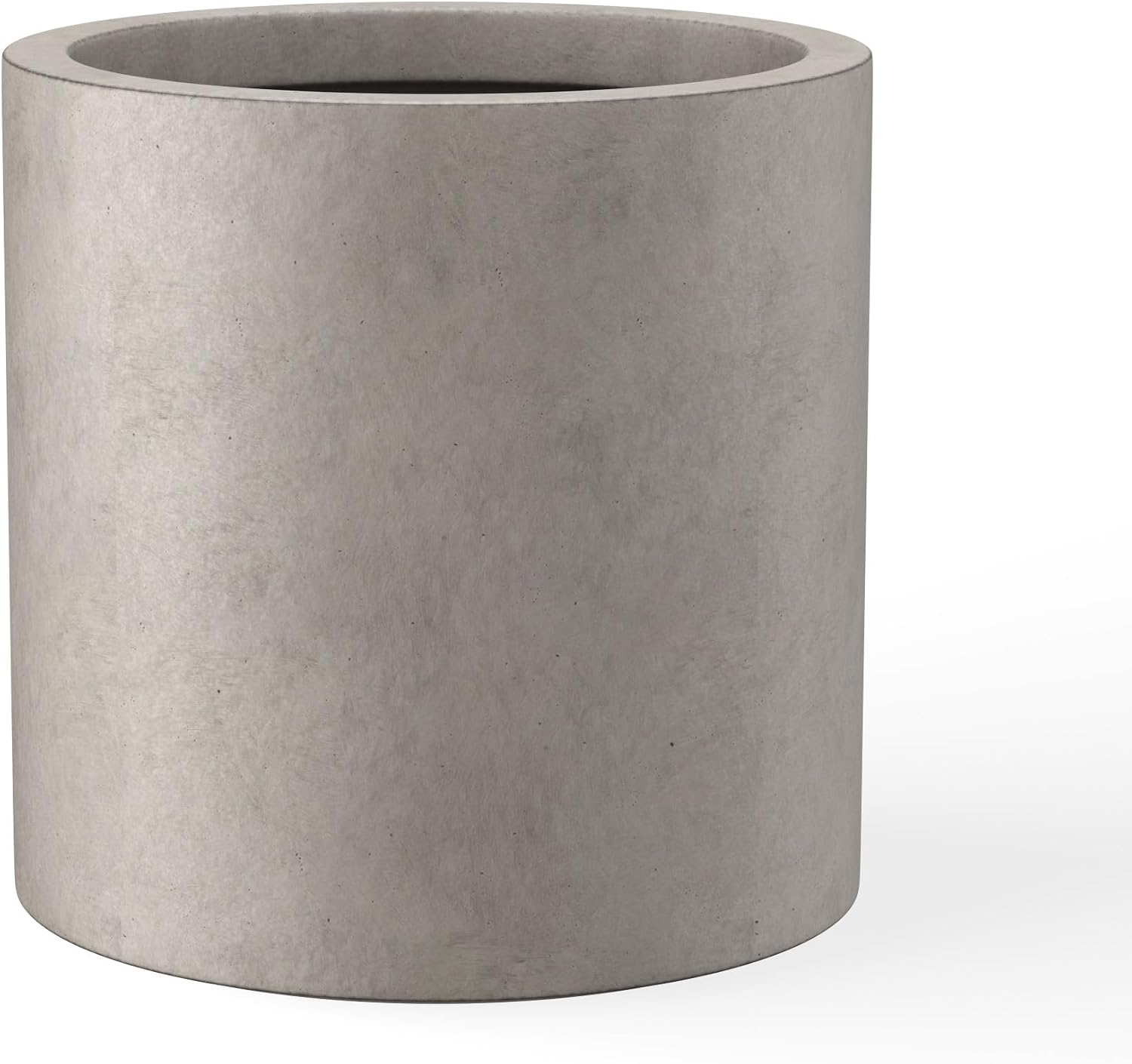 Kante Large Round Cylinder Charcoal Concrete Planter 15.8" Tall, Outdoor