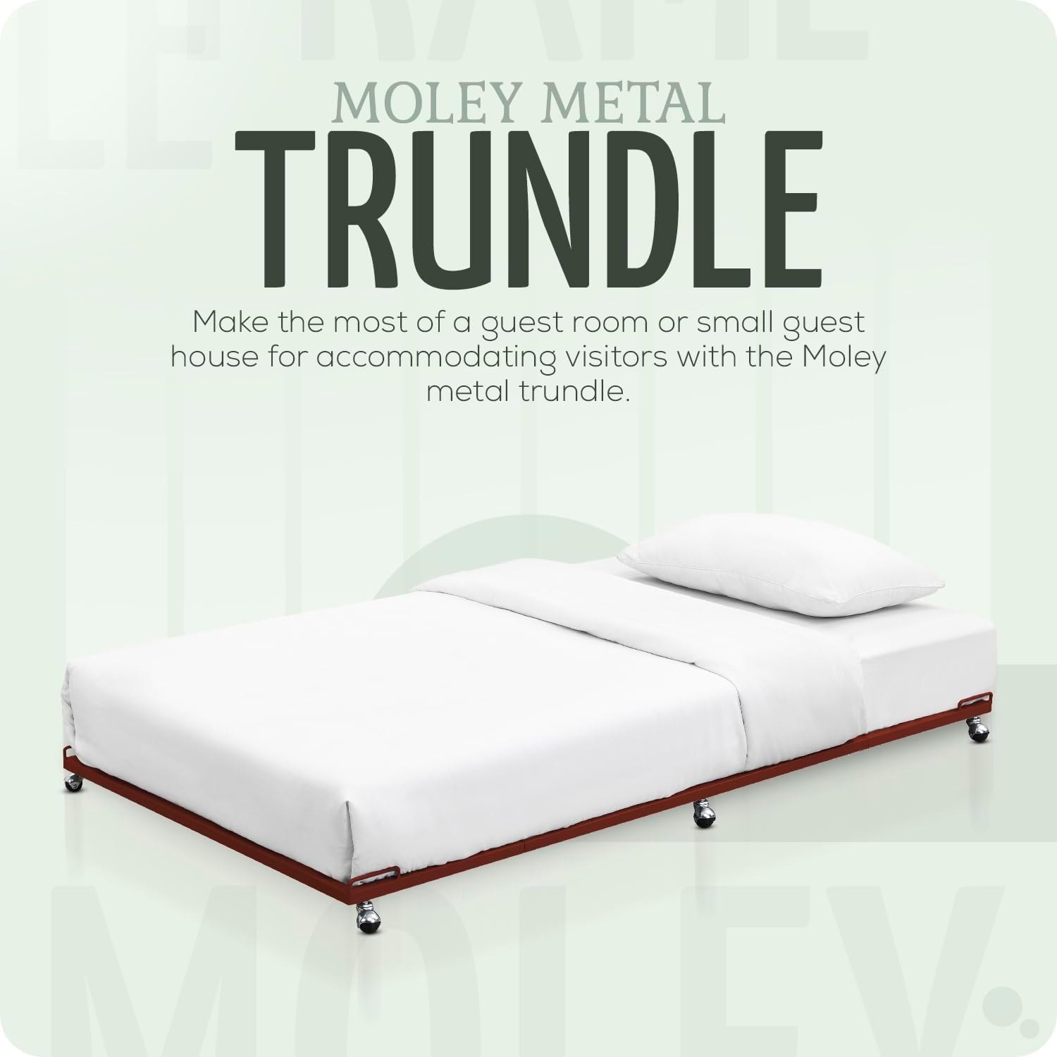 2K Furniture Designs - Twin Size Black Metal Roll Out Trundle Bed Frame for Daybed | Space-Saving Guest Bed - Slides Under Daybeds for Overnight Visitors, Dorms, and Small Spaces