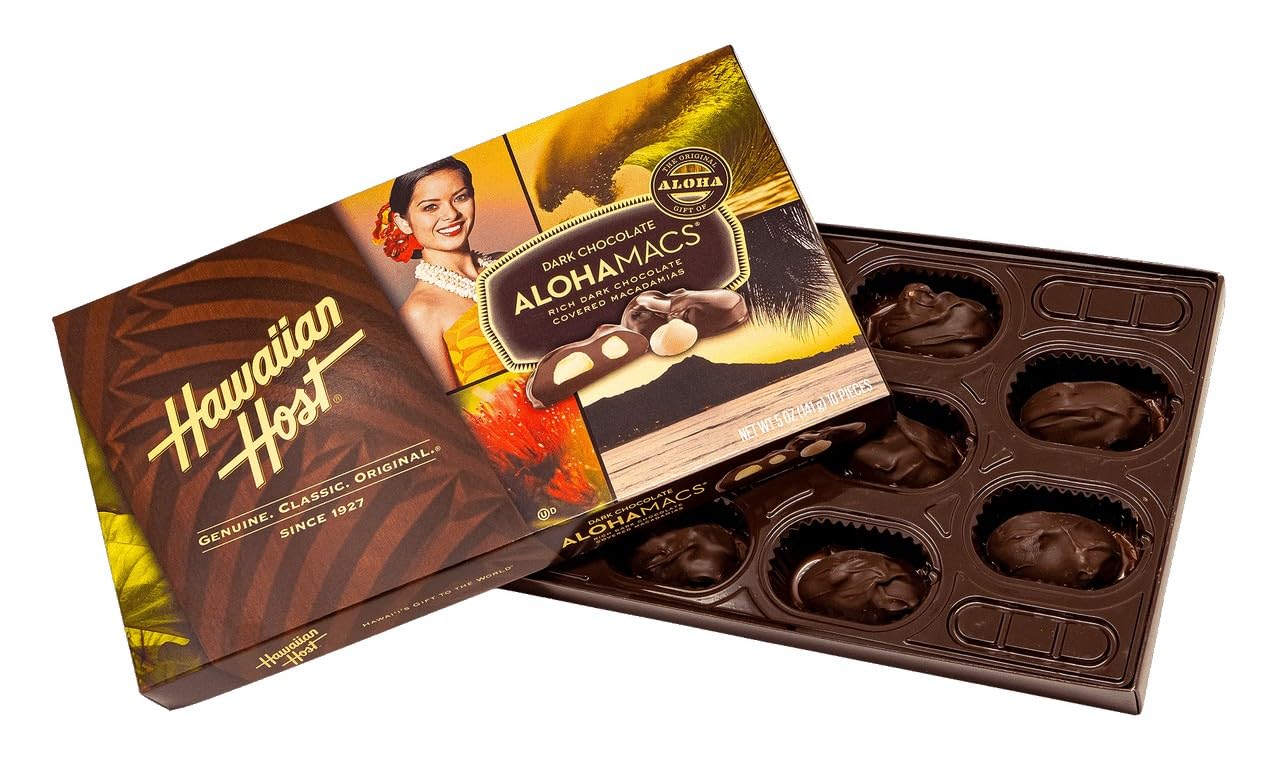 Hawaiian Host Alohamacs Dark Chocolate Covered Macadamia Nuts (1 Box)