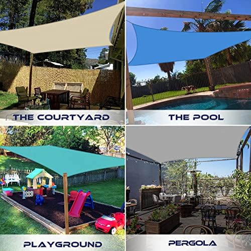 Windscreen4less 8' x 10' Sun Shade Sail Rectangle Outdoor Canopy Cover UV Block for Backyard Porch Pergola Deck Garden Patio (Gray)