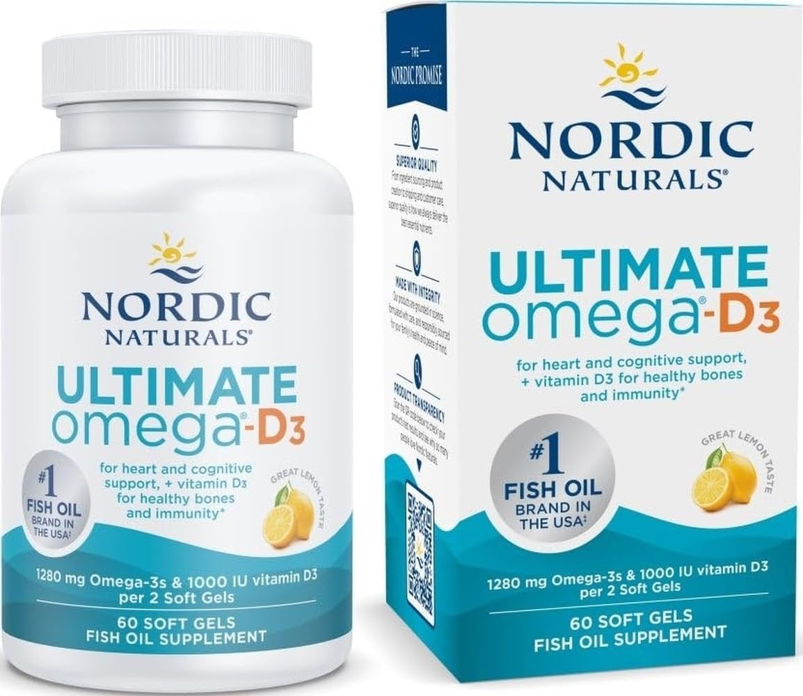Nordic Naturals Ultimate Omega-D3,1280mg + 1000IU D3, Lemon - 90 Count