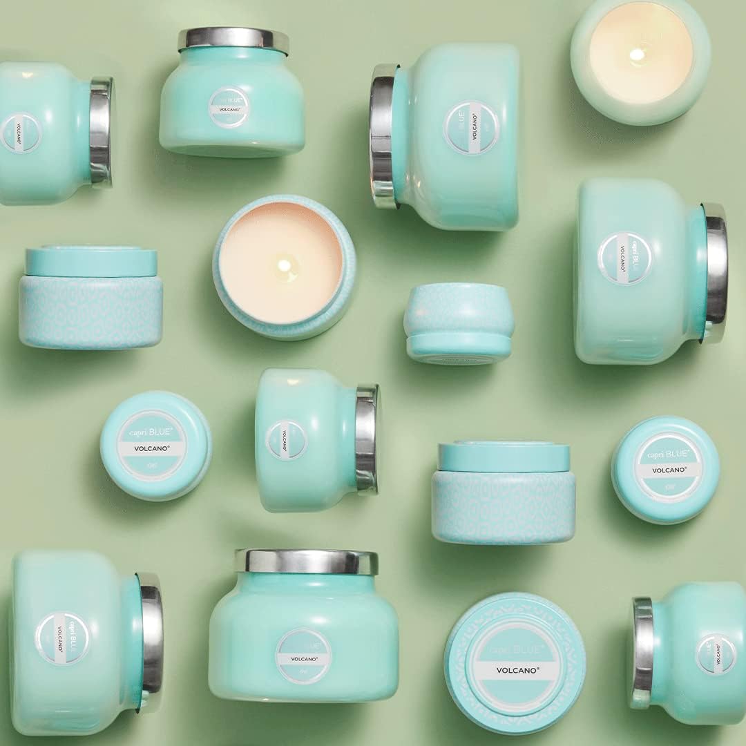 Capri Blue Volcano Scented Candles - Luxury Glass Jar Candles for Home Scented with Tropical Fruit & Sugared Citrus - Soy Wax Blend - Blue Color (19 oz)