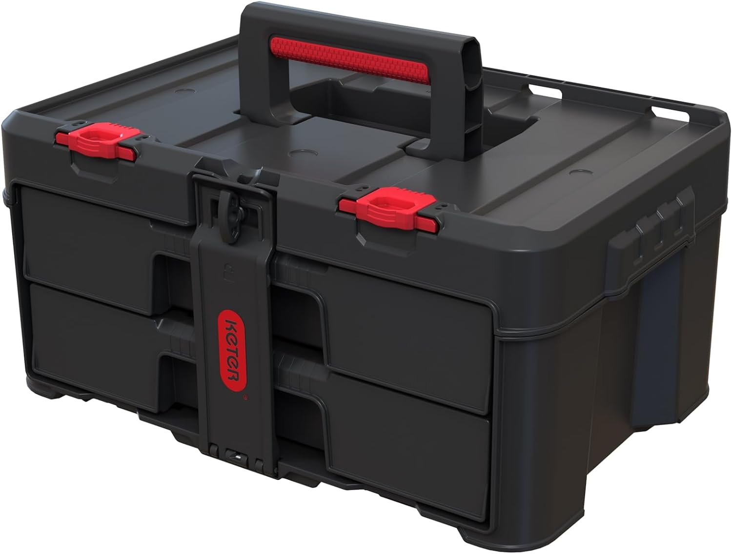 Keter Masterloader Resin Rolling Tool Box with Locking System and Removable Bins – Perfect Organization and Storage Chest for Power Drill, Tape Measure, and Screwdriver Set, Black | Black, Heavy Duty, Weatherproof, All Terrain Wheels, Durable, Easy Slide…