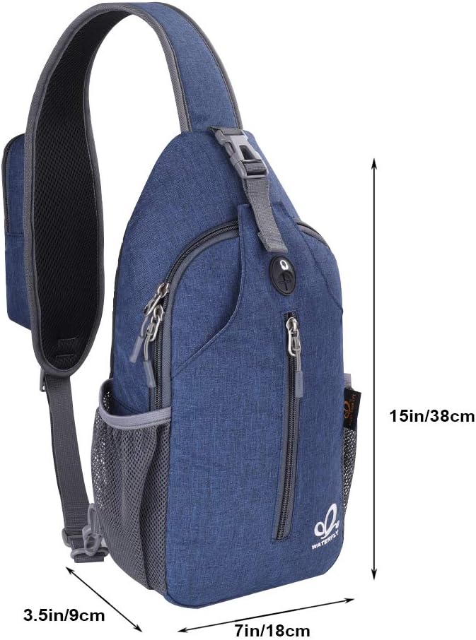 WATERFLY Crossbody Sling Backpack Sling Bag Travel Hiking Chest Bag Daypack (Black) | Small Hiking bag,Multi-compartment storage,Water-resistant,Breathable back pad,Reversible adjustable shoulder strap