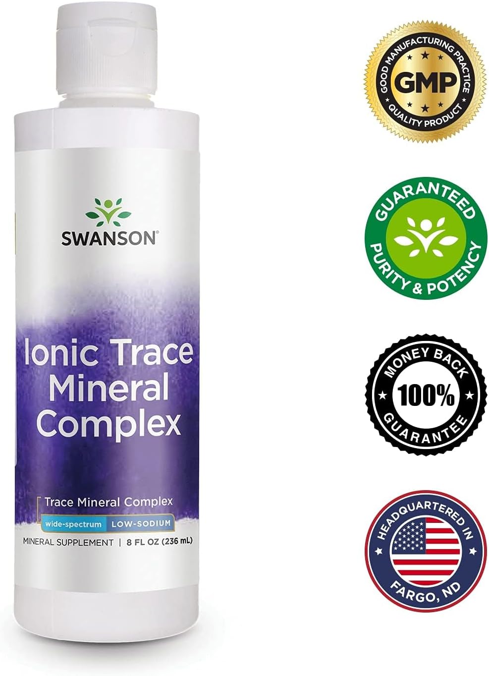 Swanson Concentrace Trace Mineral Drops 8oz-Complete Mineral Complex for Energy, Hydration, & Electrolyte Balance Over 72 High Absorption Ionic Minerals Such As Magnesium, Potassium, Calcium | For Energy, Hydration, and Electrolyte Balance over 72 High A…