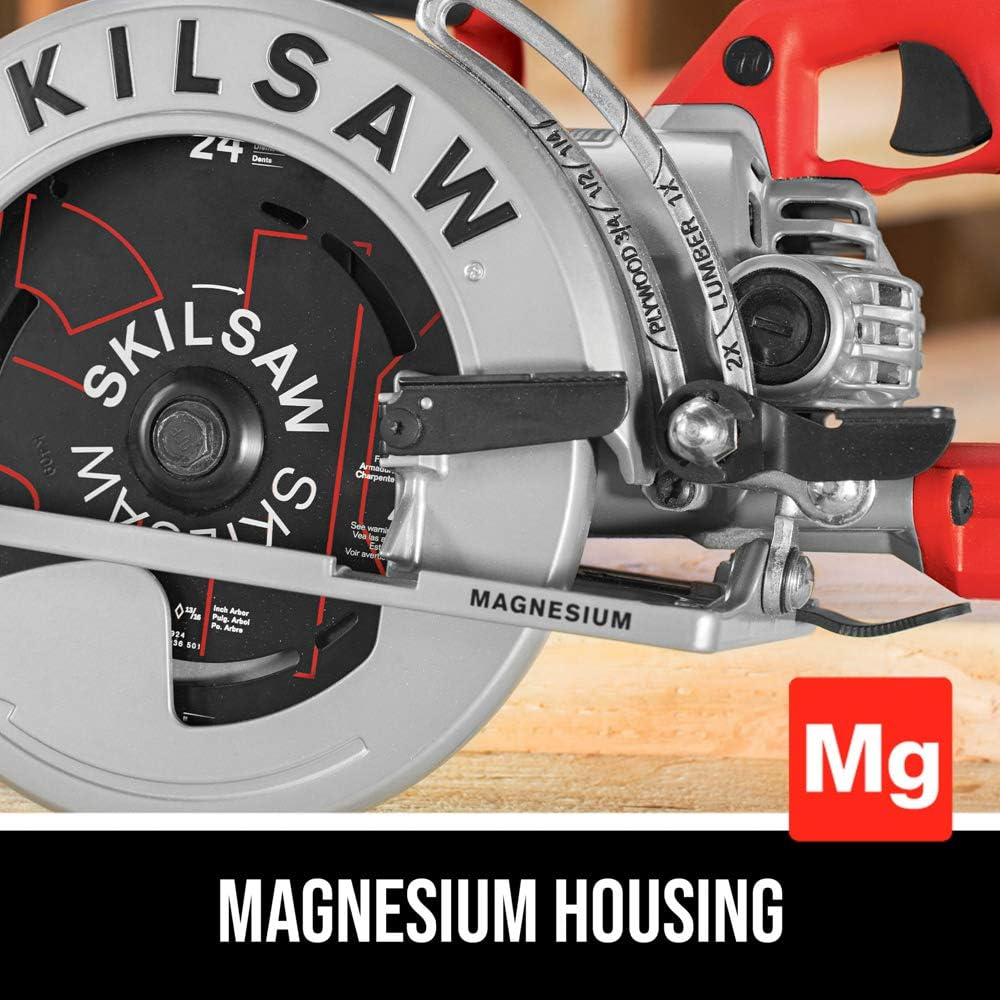 SKILSAW SPT77WML-01 15-Amp 7-1/4-Inch Lightweight Worm Drive Circular Saw, Silver | 11.5 Lb Magnesium Worm-Drive, Dual-Field 15a Motor, 7-1/4 Blade