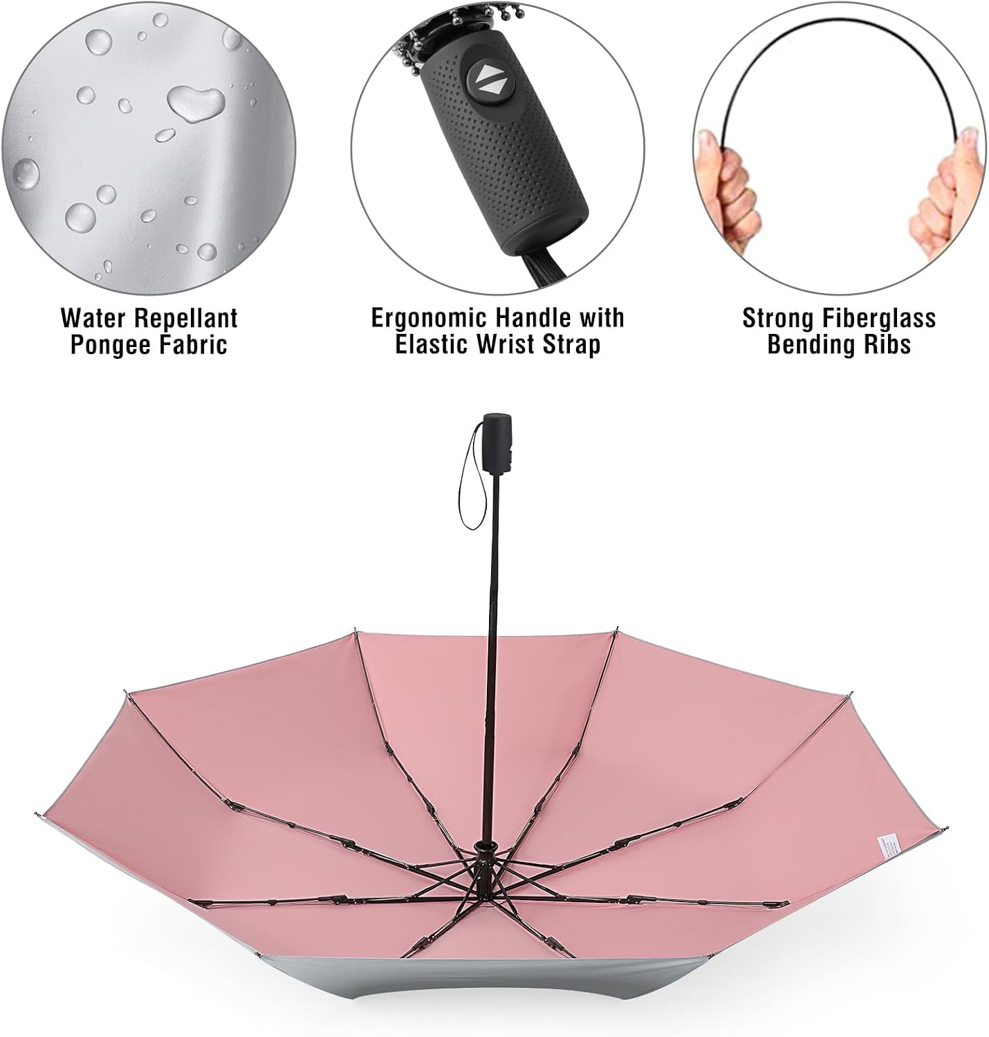 G4Free UPF 50+ UV Protection Travel Umbrella 42/46 Inch Auto Open Close