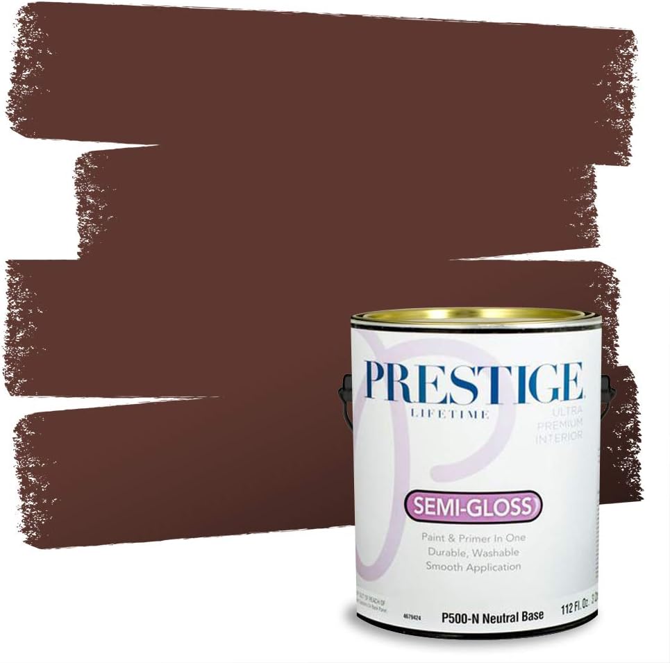 PRESTIGE Paints Exterior Paint and Primer In One, 1-Gallon, Semi-Gloss, Comparable Match of Sherwin Williams* French Roast*
